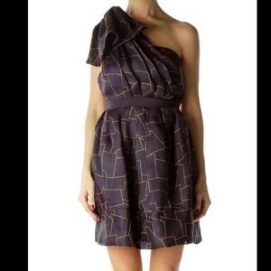 Thread Social Navy Purple Silk Bow Mini Cocktail Dress | Size 6